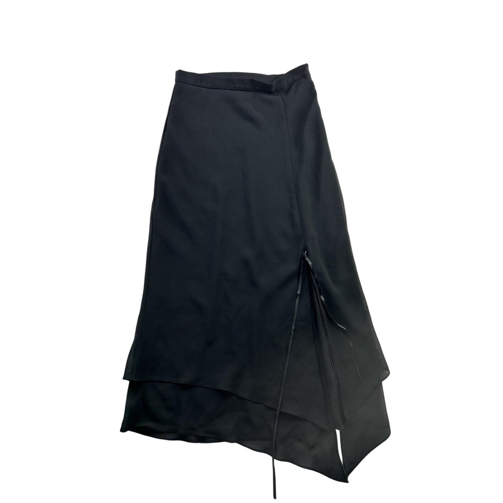 Soft Works Skirt Large Black Asymmetrical Layered Sheer Side Tie Midi WhimsiGoth